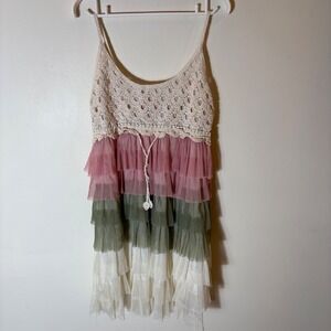 Elegant Crochet Lace Tiered Mini Dress